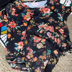 MESH  FLORAL SHIRT DRESS